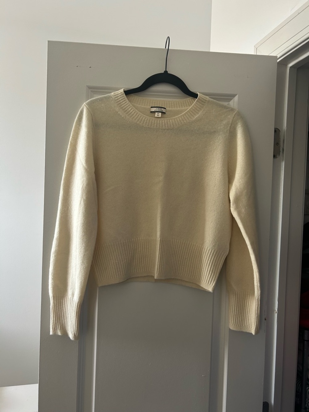J.Crew Butter Yellow Cropped Fit Cashmere Crew, size medium